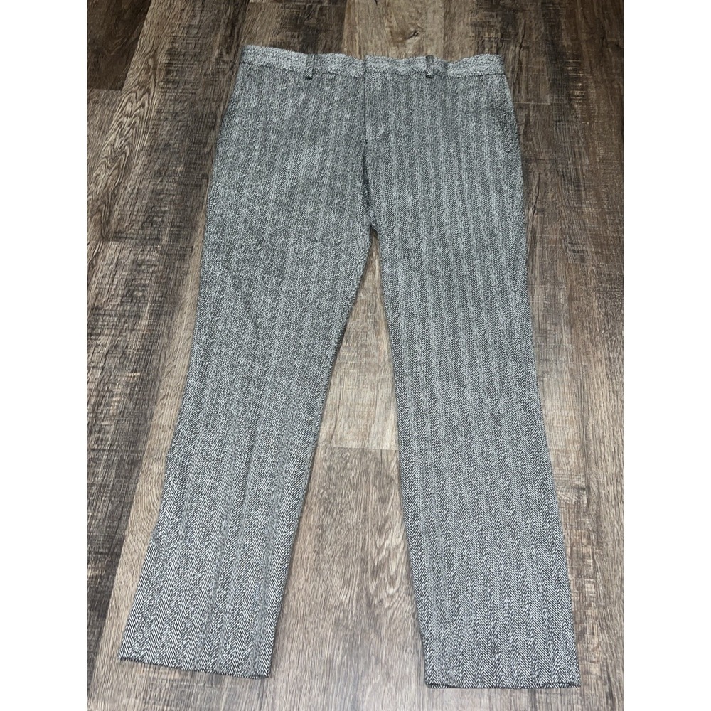 Murano~34x30~Evan Slim Fit Dress Pants Classic Herringbone Pattern Great Cond